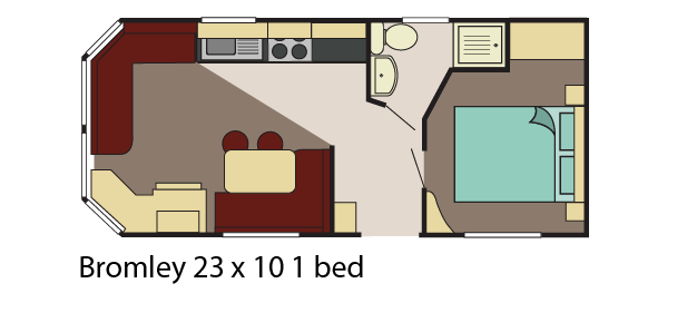 Delta Bromley-23x10-1-bed floor plan layout static caravan mobile home
