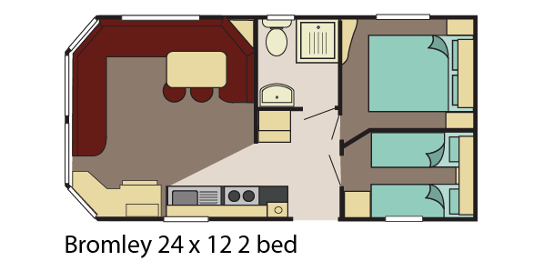 Delta Bromley-24x12-2-bed floor plan layout static caravan mobile home