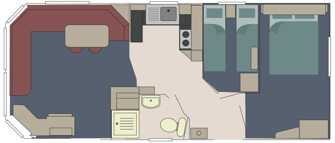 Delta Bromley 28 x 12 2 Bed floor plan layout static caravan mobile home