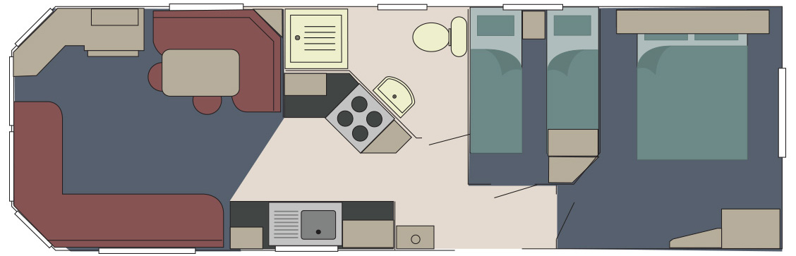 Delta Bromley 32 x 10 2 Bed floor plan layout static caravan mobile home