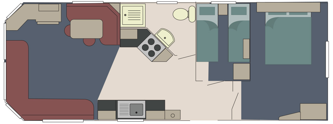Delta Bromley 32 x 12 2 Bed floor plan layout static caravan mobile home