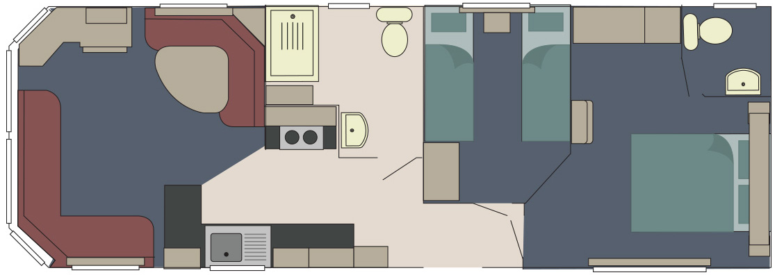 Delta Bromley 35 x 12 2 Bed floor plan layout static caravan mobile home