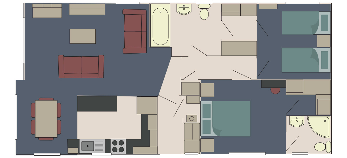 delta Stratford 40 x 20 2 Bed floor plan