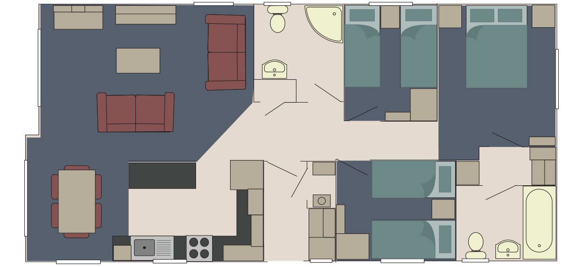 delta Stratford 40 x 20 3 Bed floor plan