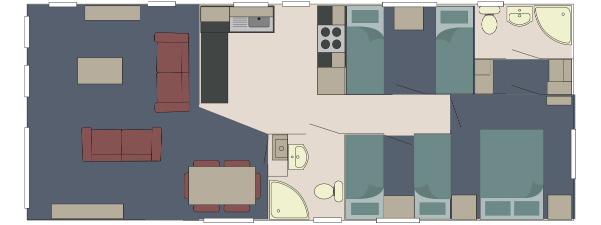 The Delta Superior Lodge1 3 bed 40x16 floor plan
