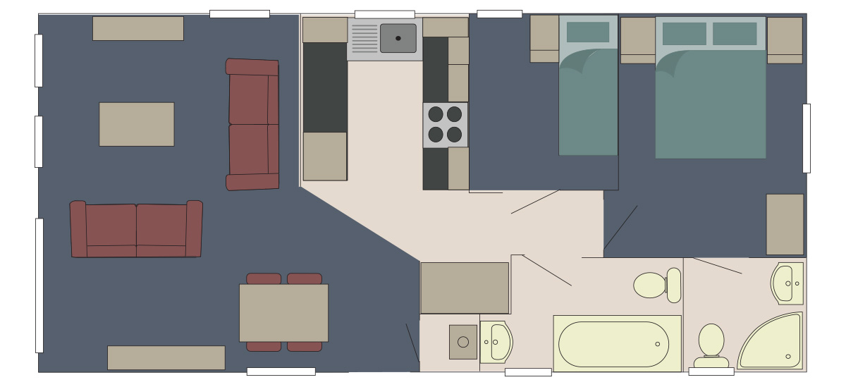 The Delta Superior Lodge3 2 bed 34x16 floor plan