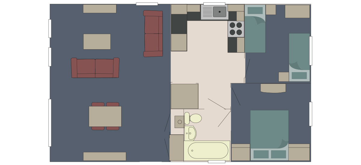 The Delta Superior-Lodge4 2 bed 32x20 floor plan