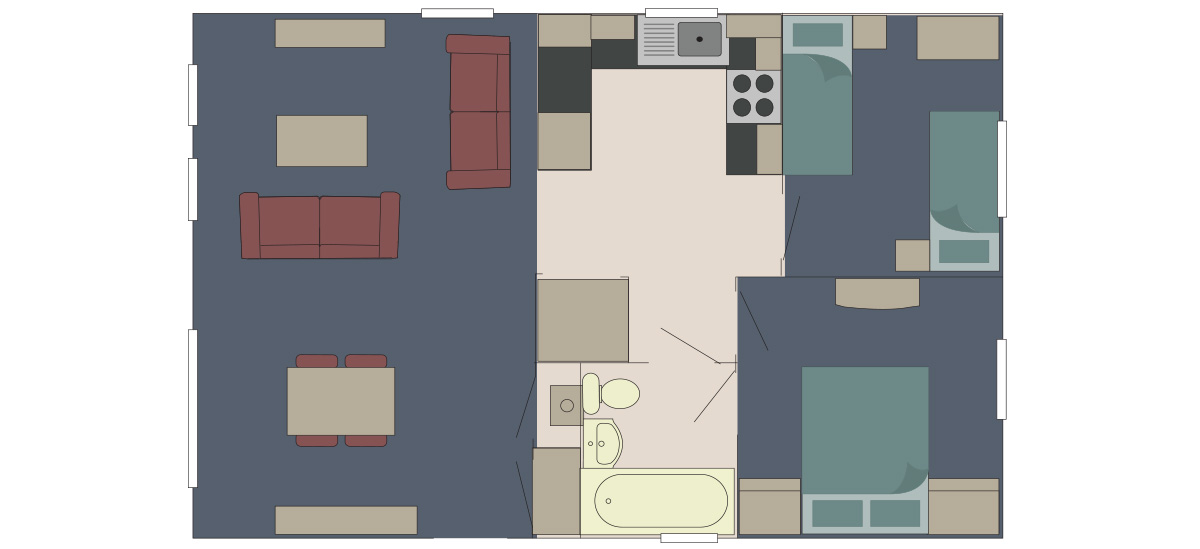 The Delta Superior-Lodge5 2 bed 30x20 floor plan