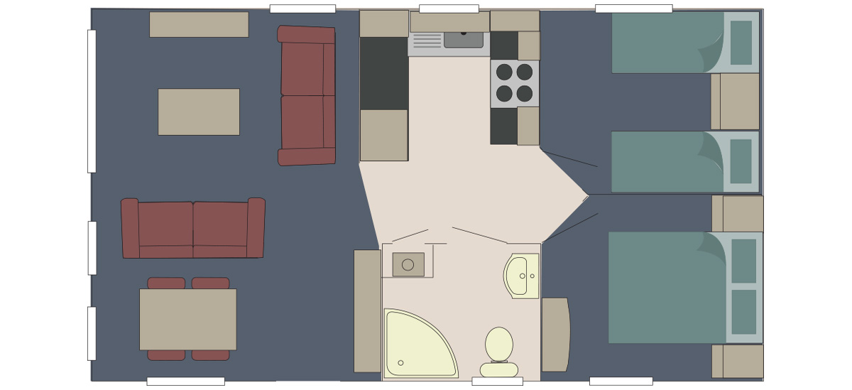 The Delta Superior Lodge6 2 bed 28x16 floor plan
