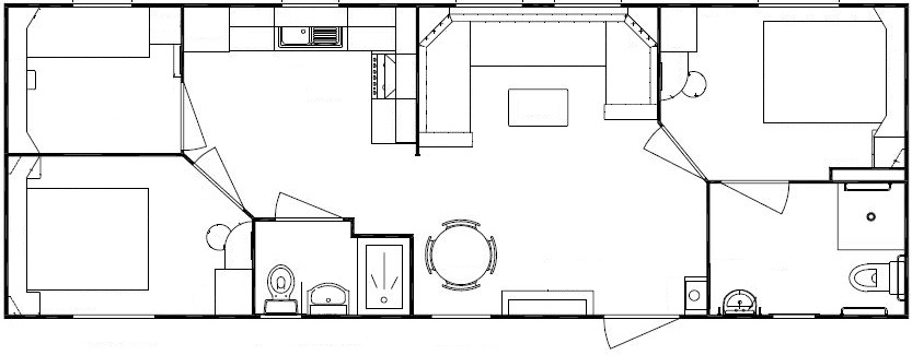 Delta DANBURY Disabled 40x14 Centre Lounge 3 BEDROOM LAYOUT floorplan wheelchair access static caravan mobile home