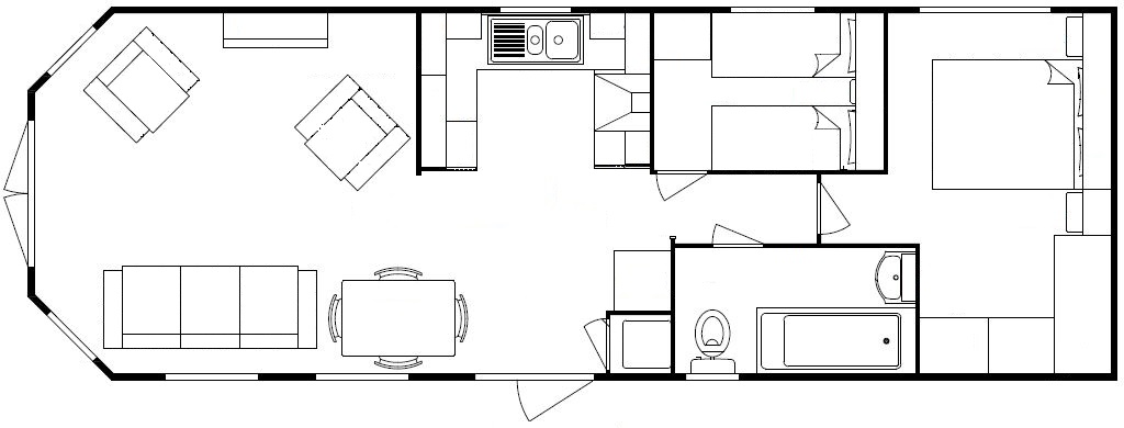 Delta Langford 38x13 2 bedroom layout floorplan static caravan mobile home