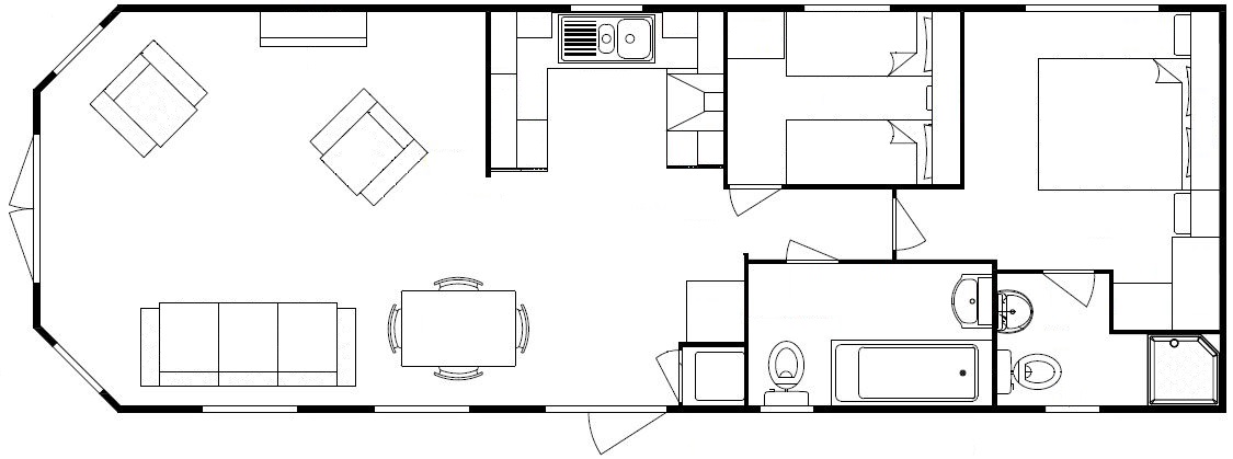 Delta Langford 41x14 2 bedroom ensuite layout floorplan static caravan mobile home