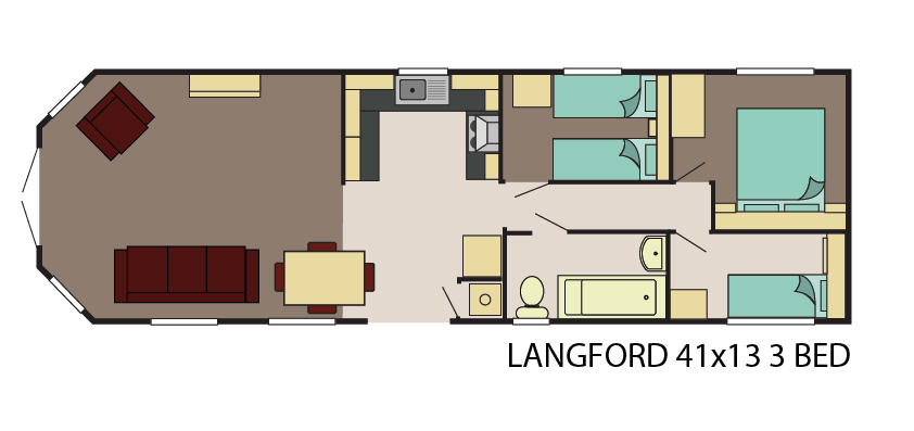 Delta langford 41x13 3-bedroom floorplan layout static caravan mobile home