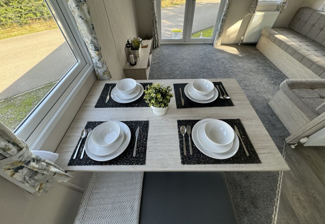 Delta Saffron  2023 static caravan dining area