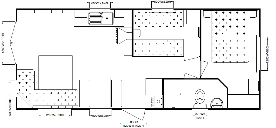 Delta Saffron 29x12 2 bedroom layout floorplan static caravan mobile home