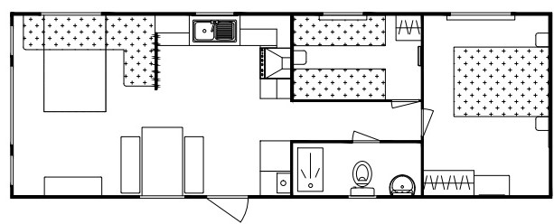 Delta Saffron static caravan mobile home floor plan layout