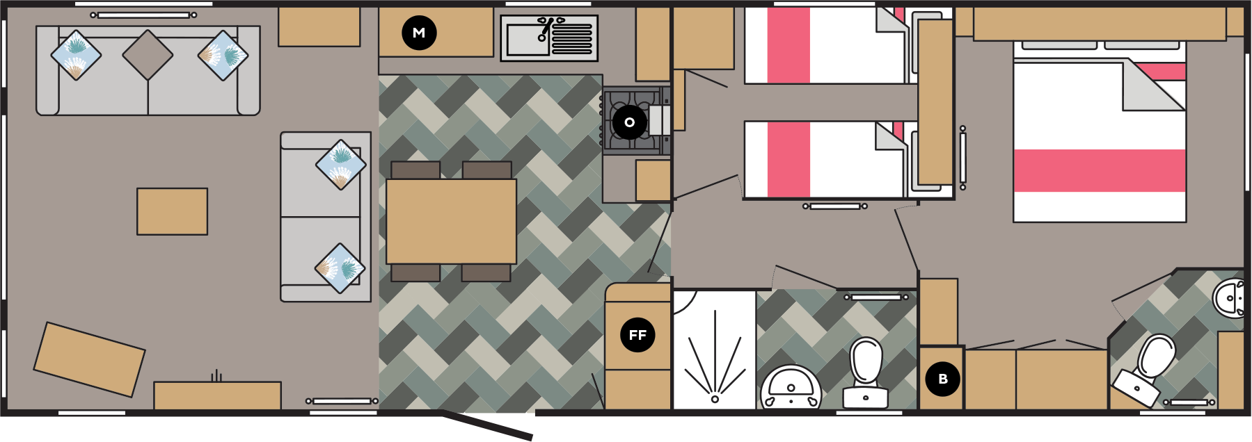 Carnaby Silverdale 36x12 floorplan layout static caravan mobile home