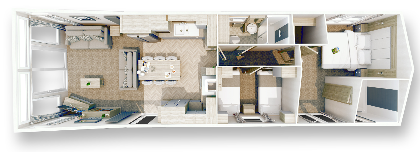 New Willerby Vogue floor plan Layout 43x14 2 bedroom