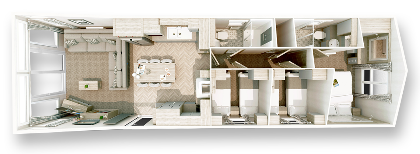 New Willerby Vogue floor plan Layout 43x13 3 bedroom