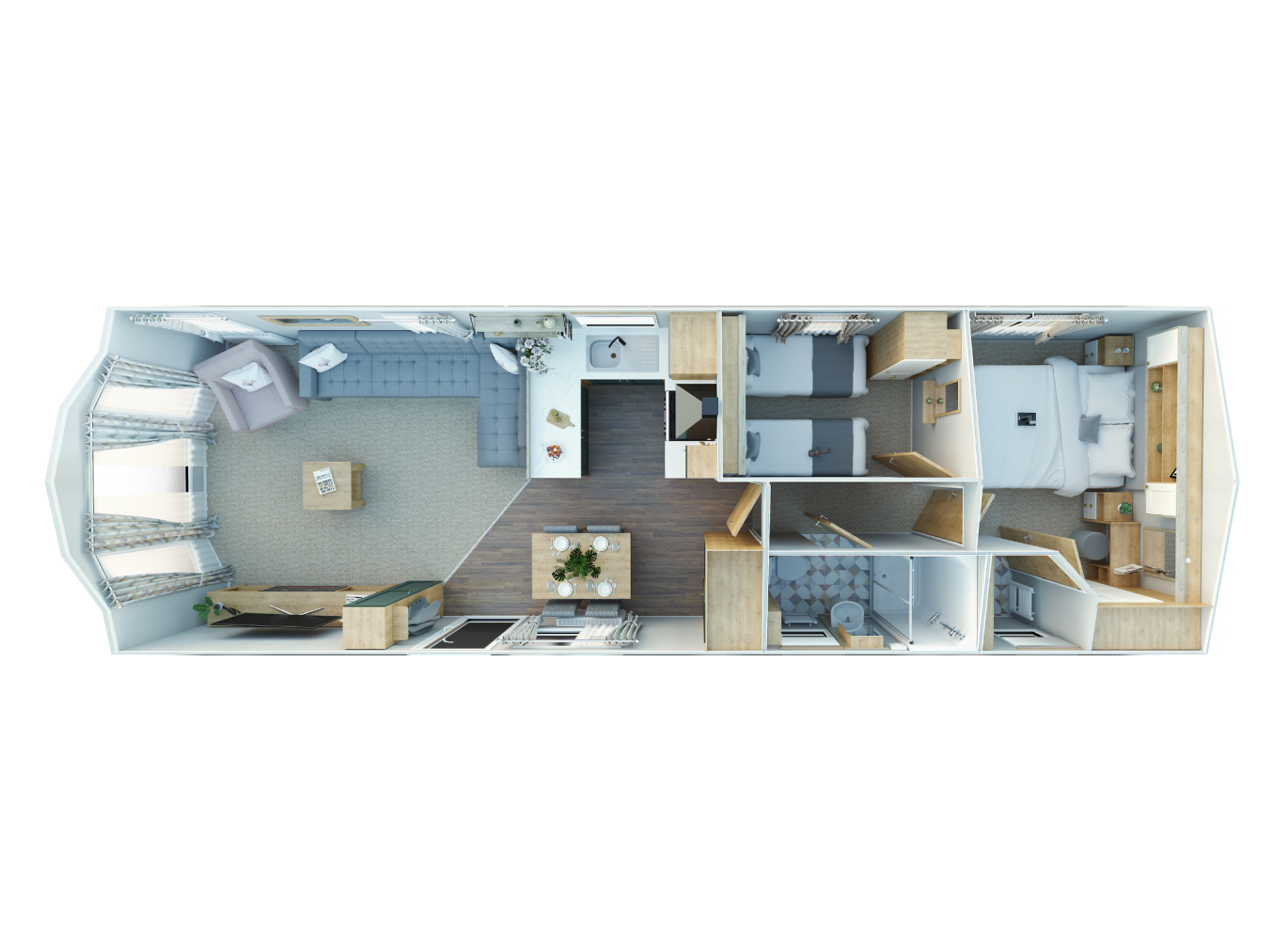 New Willerby Sierra floorplan layout static caravan mobile home 38 x 12 2 bedroom