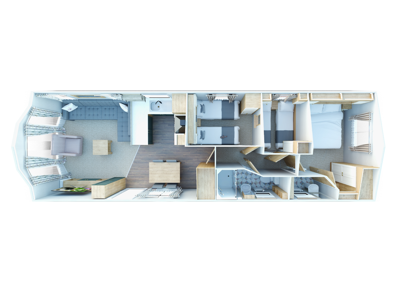 New Willerby Sierra floorplan layout static caravan mobile home 38 x 12 3 bedroom