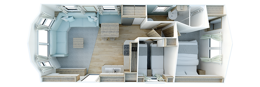 2023 Willerby Brookwood 28x12 2-bed floor plan layout static caravan mobile home