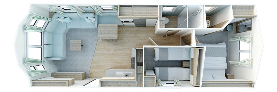 2023 Willerby Brookwood 32x12 2-bed floor plan layout static caravan mobile home