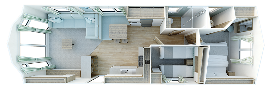 2023 Willerby Brookwood 35x12 2-bed floor plan layout static caravan mobile home