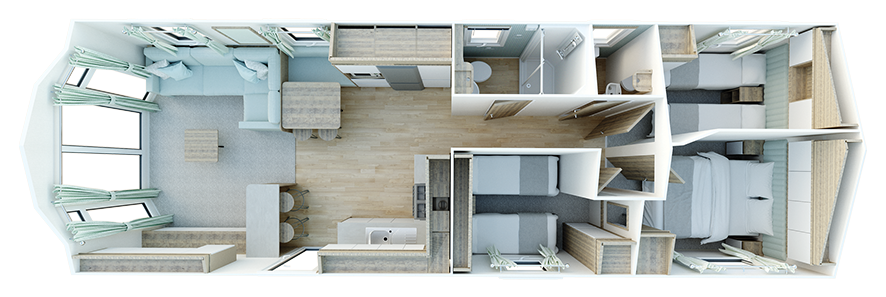2023 Willerby Brookwood 36x12 3-bed floor plan layout static caravan mobile home