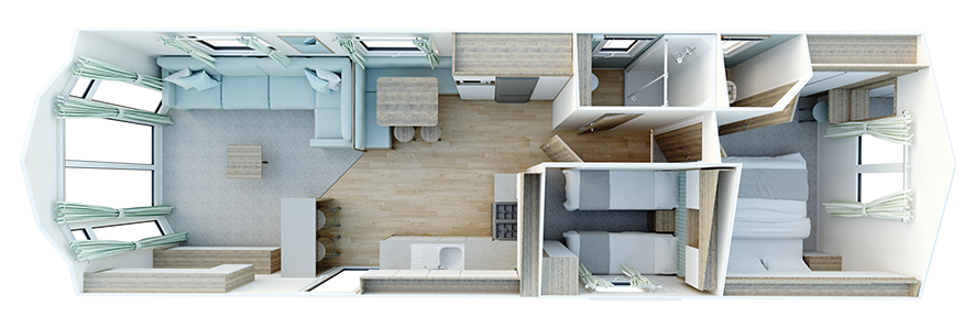 2023 Willerby Brookwood 38x12 2-bed floor plan layout static caravan mobile home
