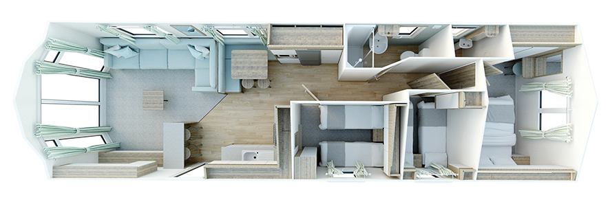 2023 Willerby Brookwood 40x12 3-bed floor plan layout static caravan mobile home