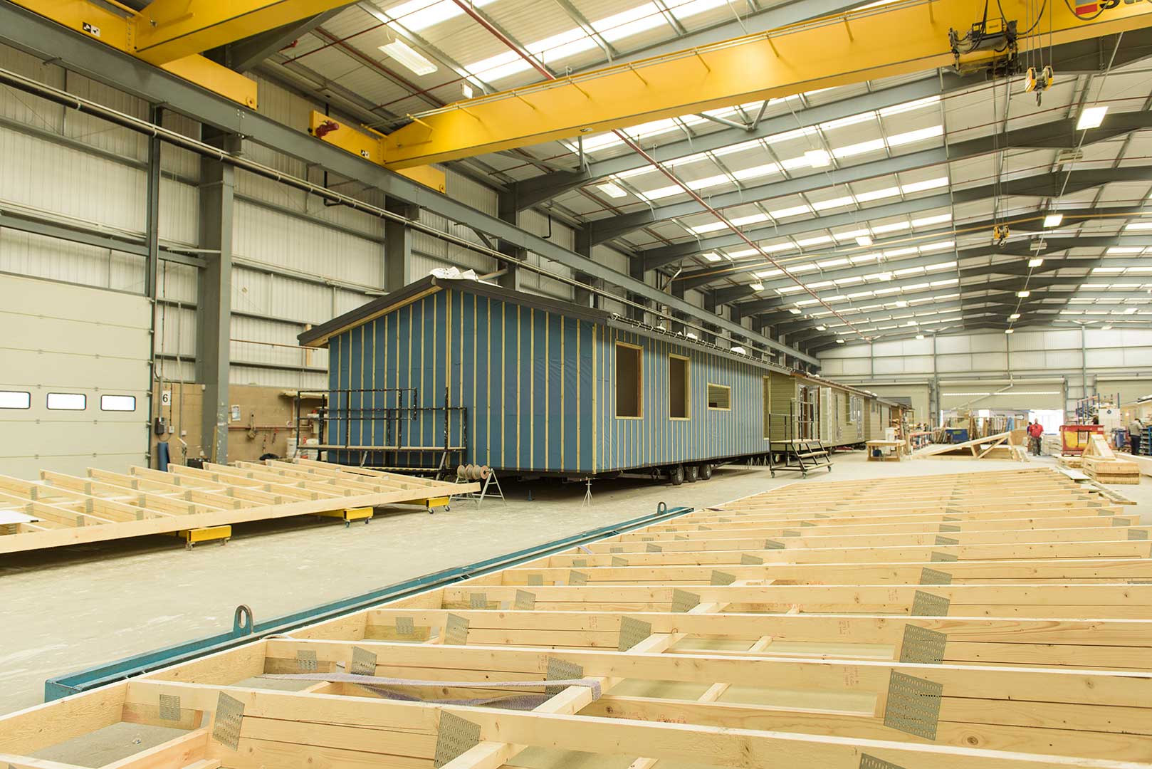 Static caravan mobile home factory production line