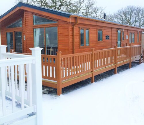 Delta Stratford static caravan in the snow