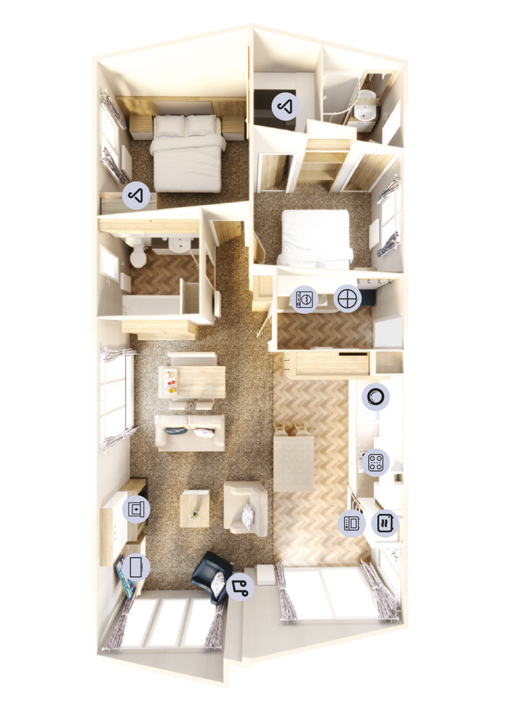 New Willerby Pinehurst Static Lodge 40x20 2 Bed flooplan layout