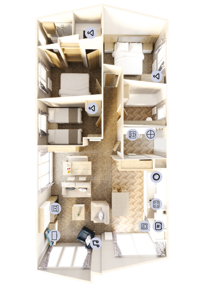 New Willerby Pinehurst static lodge 40x20 3 bed floorplan layout