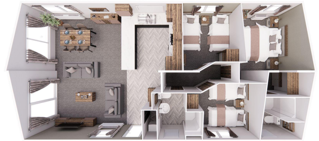 New Willerby Boston Static Caravan Lodge 40x20 3 Bedroom floorplan