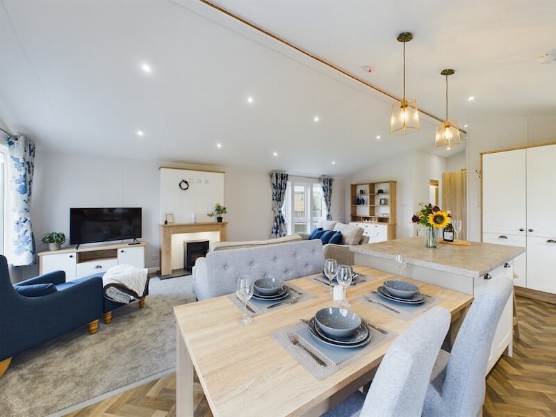 New Willerby Pinehurst twin lodge static caravan open plan living