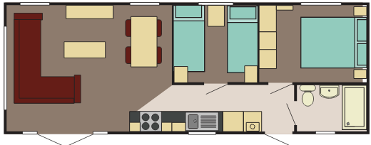 Delta Athena static caravan 36x13 2 bed floor plan