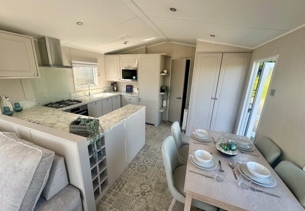 New Carnaby Lakehouse Lodge Static Caravan kitchen diner