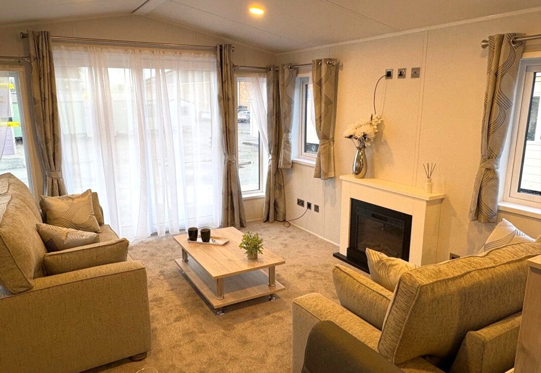 New Delta Beverley Lodge Static Caravan 38x12 2 Bed lounge