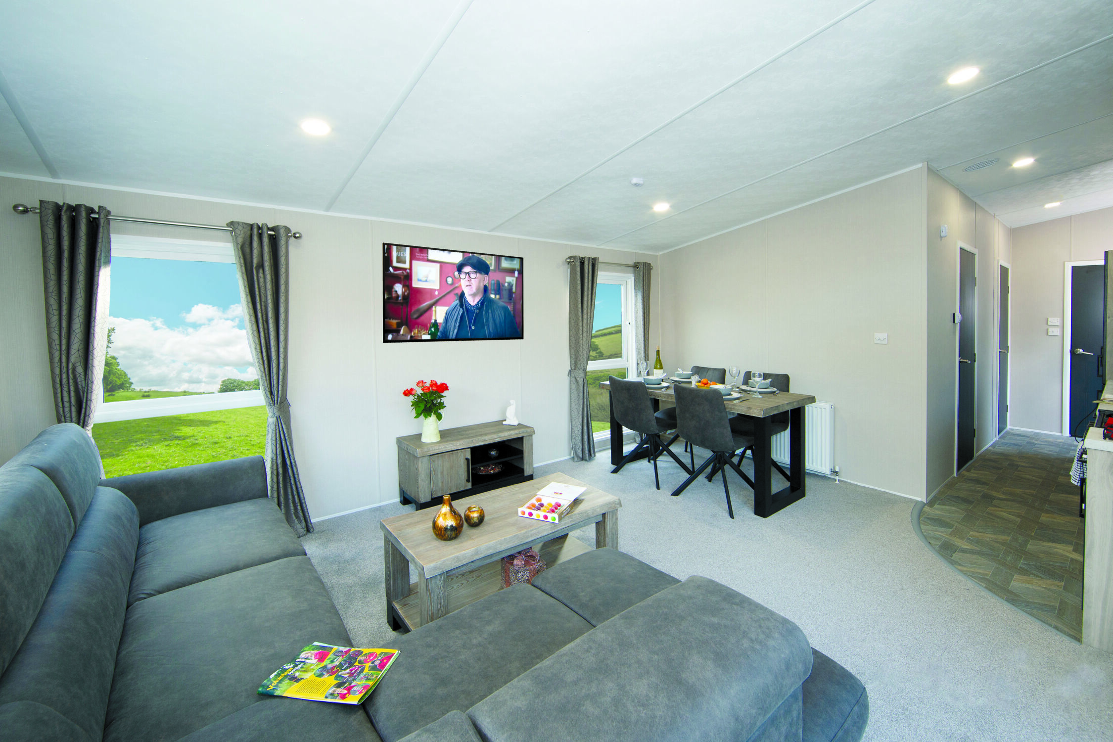 New Delta Athena Static Caravan open plan living room