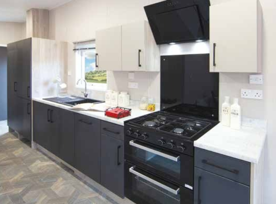 New Delta Athena Static Caravan kitchen with integrated appliances