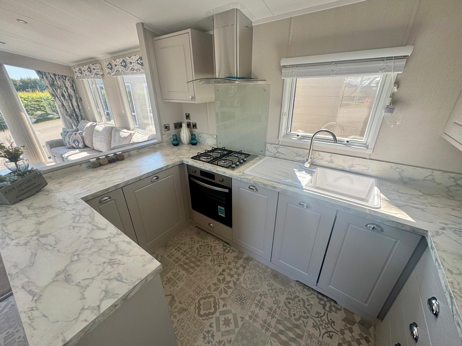 New Carnaby Lakehouse Lodge Static Caravan Kitchen