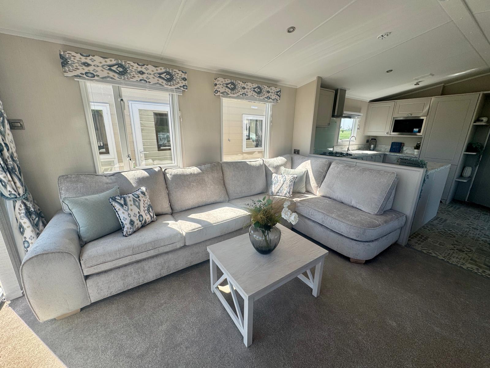New Carnaby Lakehouse Lodge Static Caravan sofa
