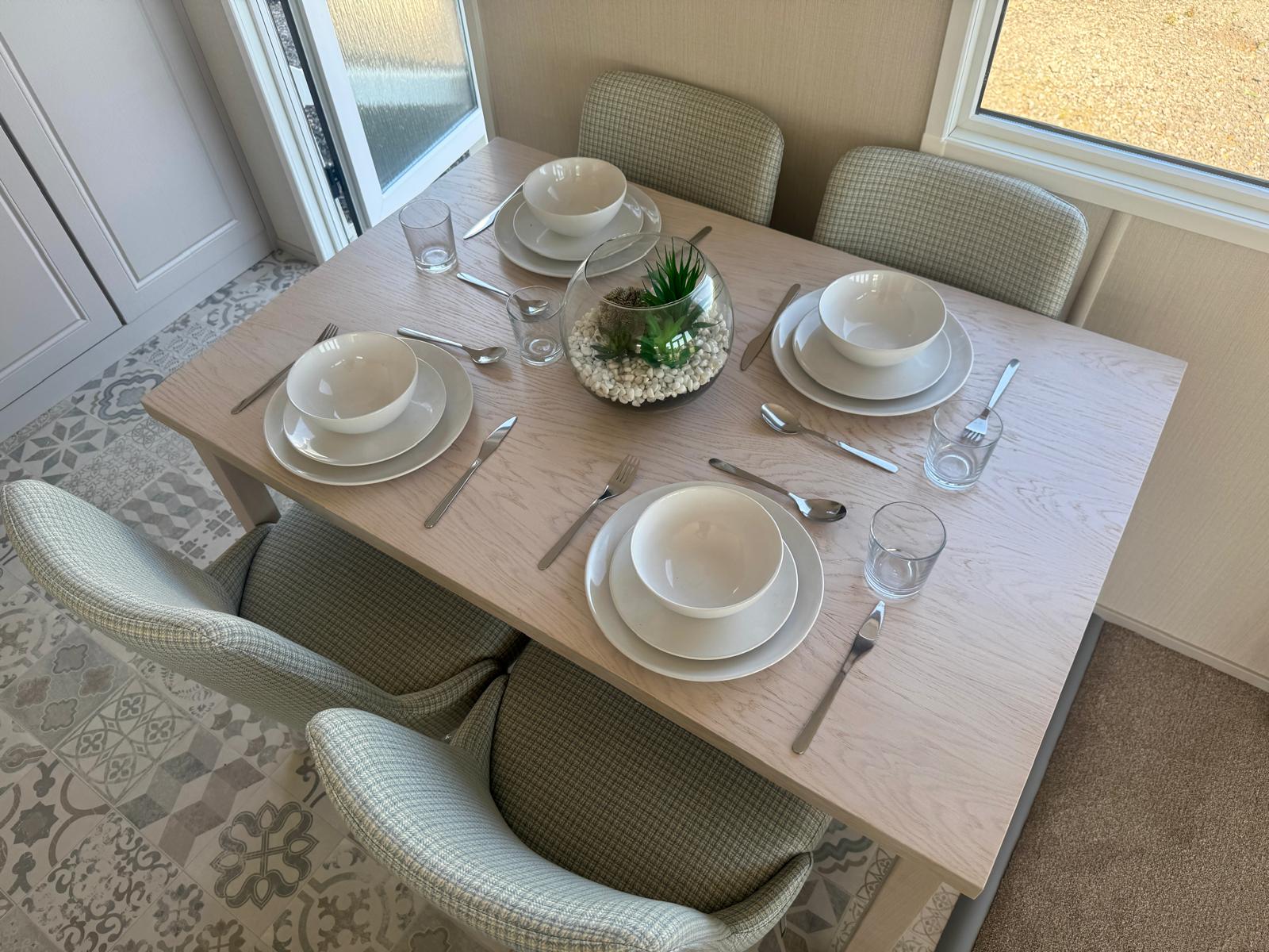 New Carnaby Lakehouse Lodge Static Caravan dining table and chairs