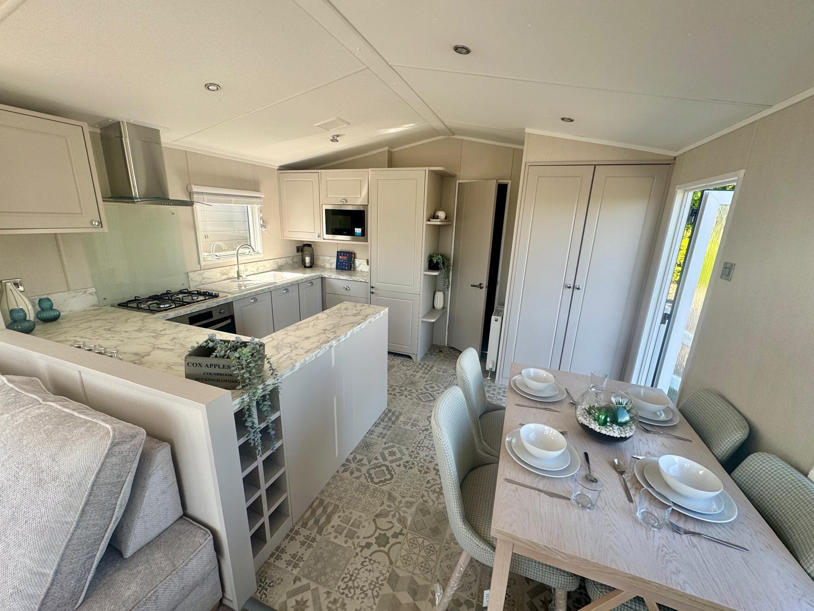 New Carnaby Lakehouse Lodge Static Caravan kitchen diner
