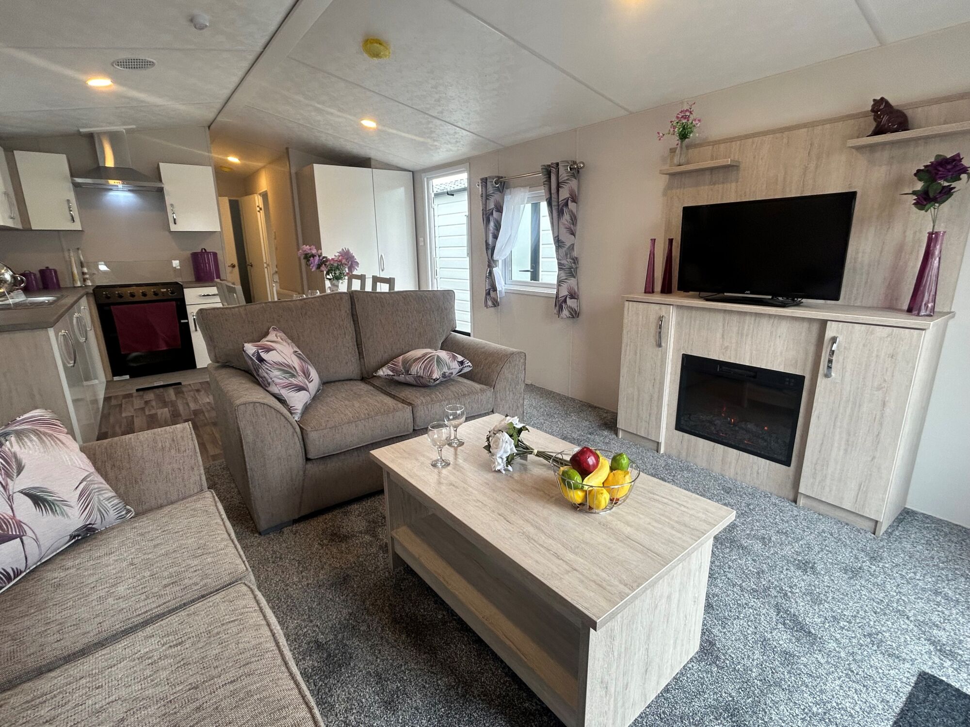 New Delta Saffron Deluxe Static Caravan open plan living