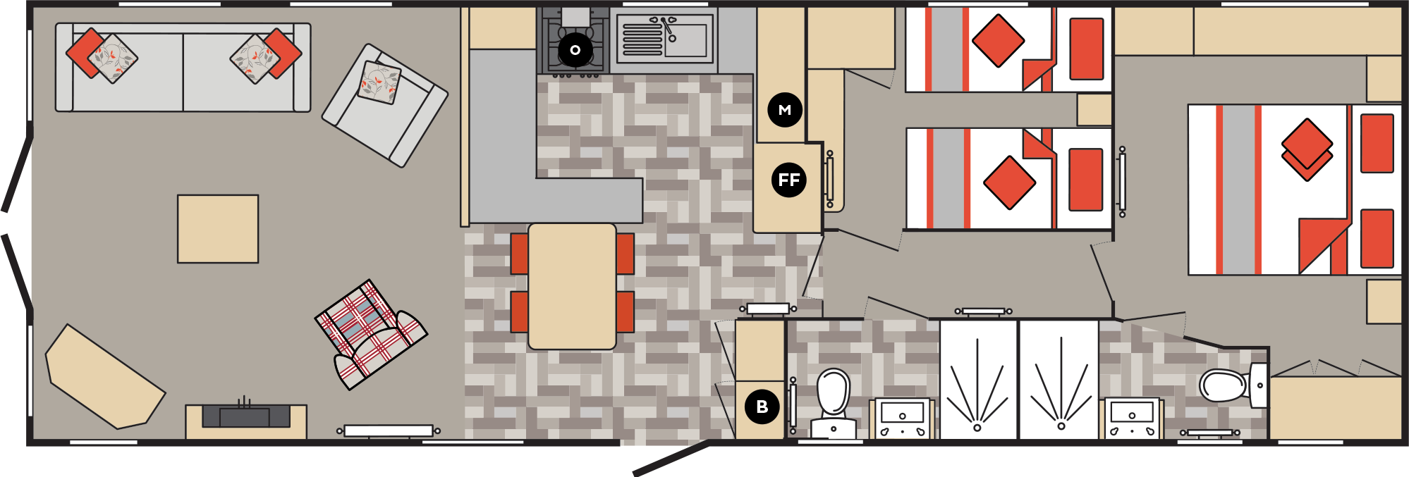 40 x 13 2 Bed