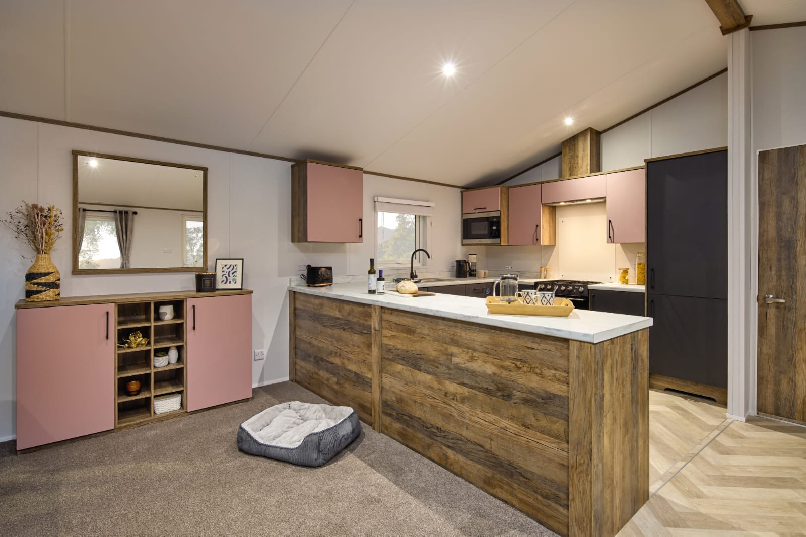 New Willerby Boston Lodge 40x20 2 bed kitchen with breakfast bar