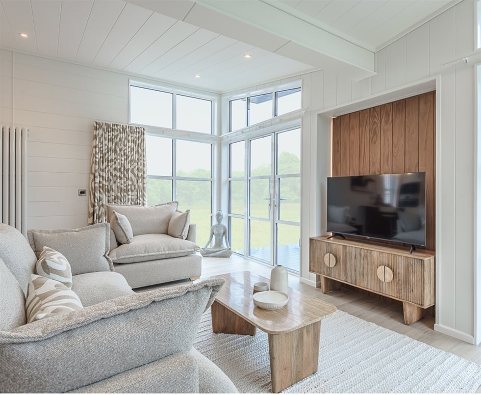 Landscape Living Bespoke Lodge static caravan Woolacombe lounge